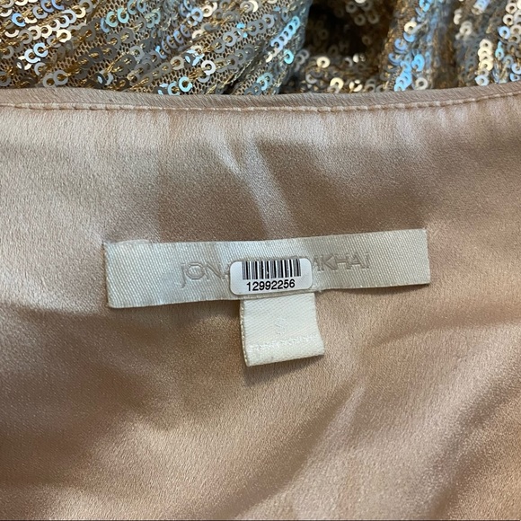 Jonathan Simkhai Sequin Ruched Tie Front Long Puff Sleeve Sweetheart Top Sz S - Picture 7 of 10